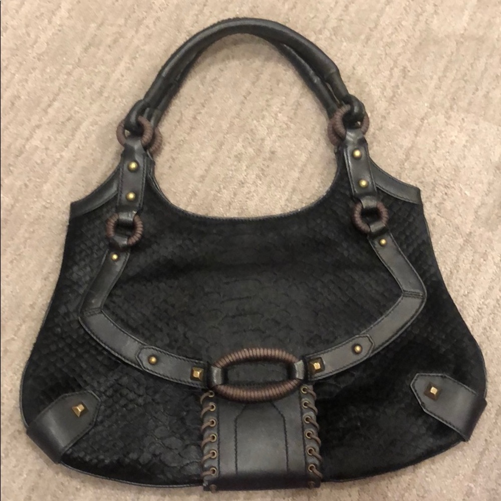 Cole Haan  pony hair croco embossed bag